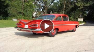 1959 Chevrolet Bel Air 348 CI Tri Power 335 HP 4 Speed in Red & Ride My Car Story with Lou Costab...
