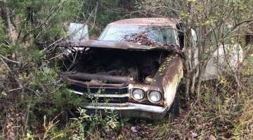 MYSTERY LS6 SS454 1970 CHEVELLE WAS DRIVEN INTO THE WOODS AND ABANDONED!!!